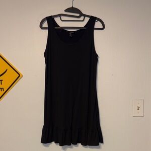 Chic Black Ruffle Hem Mini Dress